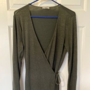 olive green wrap top
